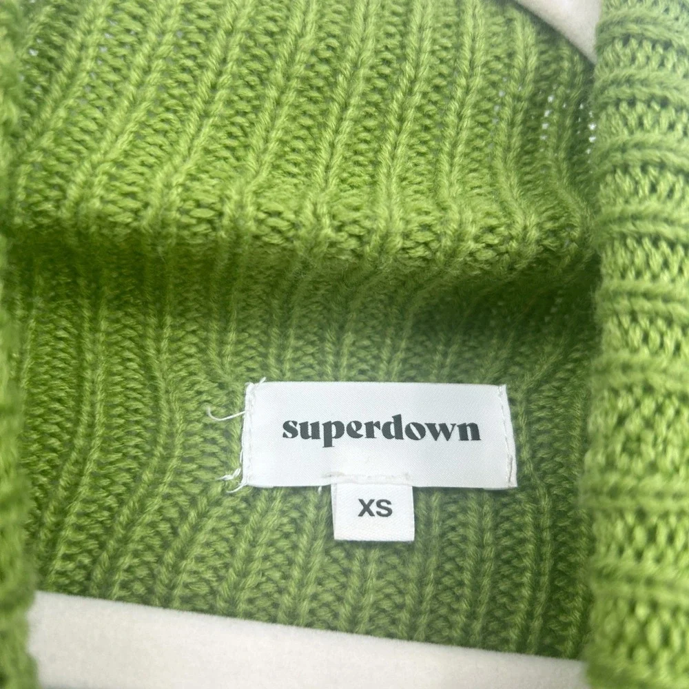 Superdown Womens‎ Green Ribbed Turtleneck Cropped Madison Pullover Sweater XS